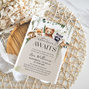 Adventure Woodland Animal Neutral Baby Shower Einladung