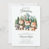 Adventure Woodland Animals Neutral Baby Shower Einladung (Vorderseite)