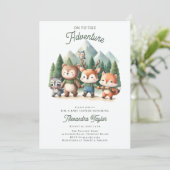 Adventure Woodland Animals Neutral Baby Shower Einladung (Stehend Vorderseite)