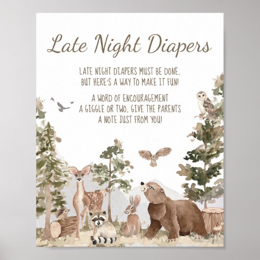 Adventure Woodland Animals Spate Night Diapers Poster (Vorne)
