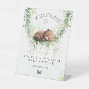 Adventure Woodland Bear Baby Dusche Willkommen Sockelschild