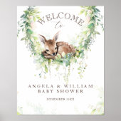 Adventure Woodland Deer Baby Dusche Willkommen Poster (Vorne)