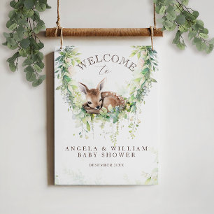 Adventure Woodland Deer Baby Dusche Willkommen Poster