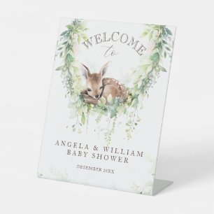 Adventure Woodland Deer Baby Dusche Willkommen Sockelschild