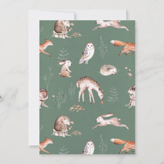 Adventure Woodland forest Animals Baby Dusche Einladung (Rückseite)