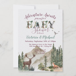 Adventure Woodland mountain forest Baby Shower Einladung