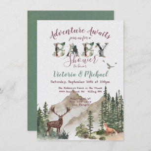 Adventure Woodland mountain forest Baby Shower Einladung