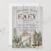 Adventure Woodland mountain forest Baby Shower Einladung (Vorderseite)