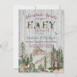 Adventure Woodland mountain forest Baby Shower Einladung