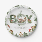 Adventure Woodland Mushroom Fern Baby Boy Dusche Pappteller (Vorderseite)