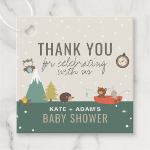 Adventure Woodland Neutral Baby Dusche Vielen Dank Geschenkanhänger