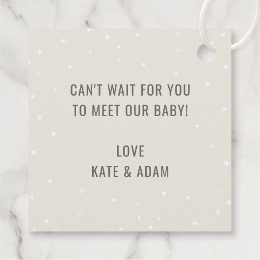 Adventure Woodland Neutral Baby Dusche Vielen Dank Geschenkanhänger (Rückseite)