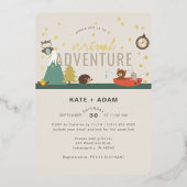 Adventure Woodland Neutral Virtual Baby Shower Folieneinladung (Vorderseite)