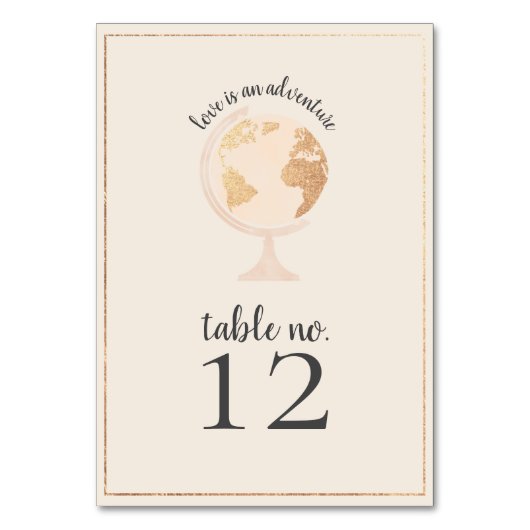 Adventure World Globe Map Reisethema Hochzeit Tischnummer (Rückseite)