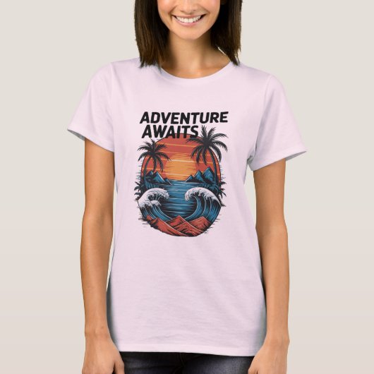 Adventures Await: Bold Exploration T-Shirt Design (Vorderseite)