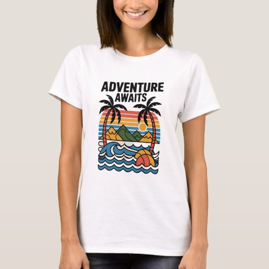 Adventures Await: Bold Exploration T-Shirt Design (Vorderseite)