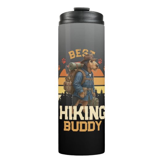 Adventurous Airedale Hiker Wilderness Explorer Thermosbecher (Vorderseite)