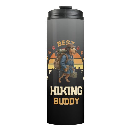 Adventurous Airedale Hiker Wilderness Explorer Thermosbecher (Vorderseite)