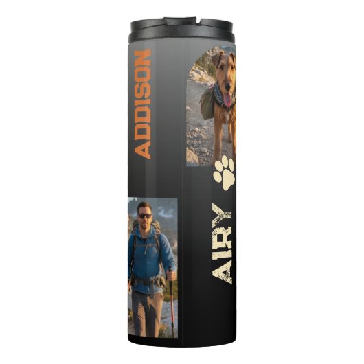 Adventurous Airedale Hiker Wilderness Explorer Thermosbecher (Rückseite)