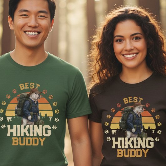 Adventurous American Bulldog Hiker Wilderness  T-Shirt