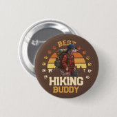 Adventurous American Hairless Terrier Hiker  Button (Vorne & Hinten)