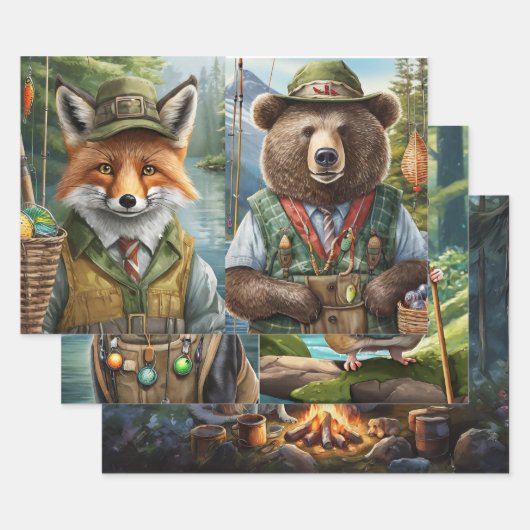Adventurous Animal Friends, Outdoorsmen Geschenkpapier Set (Set)