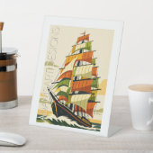 Adventurous Art Deco Sailing Ship Sockelschild (In SItu)