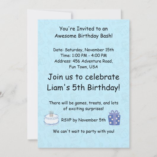 Adventurous Baby Blue zum Geburtstag Einladung für (Rückseite)