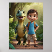 Adventurous Boy und Friendly Dinosaurier Poster (Vorne)
