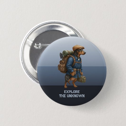 Adventurous Dachshund Hiker Home Is Where My Pack Button (Vorne & Hinten)