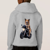 Adventurous Dog Reiten auf dem Motorrad - Kinderpu Hoodie (Rückseite)