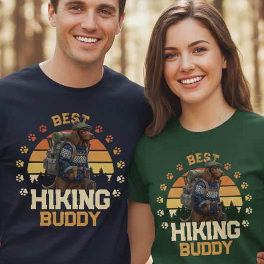 Adventurous Irish Water Spaniel Hiker Wilderness  T-Shirt