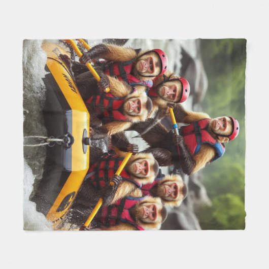 Adventurous Kapuzineraffen Whitewater Rafting Fleecedecke (Vorderseite (Horizontal))