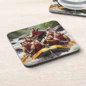 Adventurous Kapuzineraffen Whitewater Rafting Getränkeuntersetzer (Linke Seite)