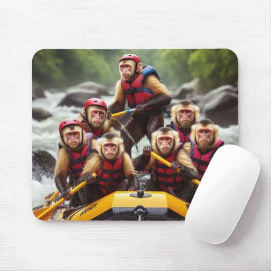 Adventurous Kapuzineraffen Whitewater Rafting Mousepad (Mit Mouse)