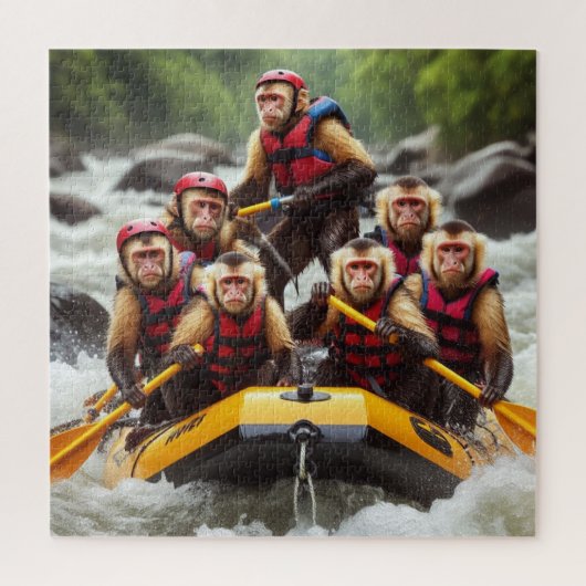Adventurous Kapuzineraffen Whitewater Rafting Puzzle (Vertikal)