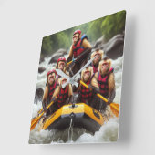 Adventurous Kapuzineraffen Whitewater Rafting Quadratische Wanduhr (Winkel)