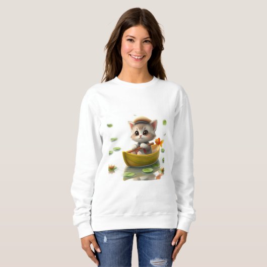 Adventurous Kitten Boat Sweatshirt (Vorne ganz)