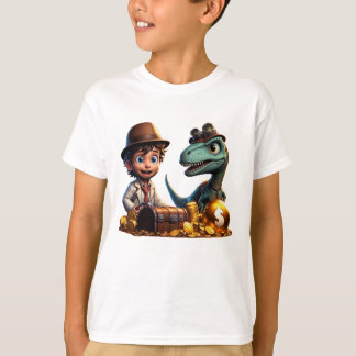 "Adventurous T-Rex and Boy Treasure Jäger" T-Shirt
