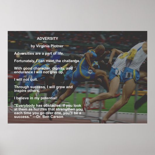 Adversity Poster mit Zitat von Dr. Ben Carson (Vorne)