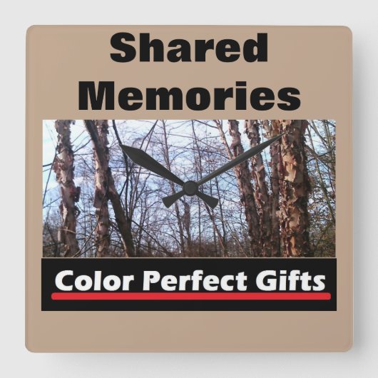 Advertisement Shared Memories Birch Tree Quadratische Wanduhr (Vorderseite)