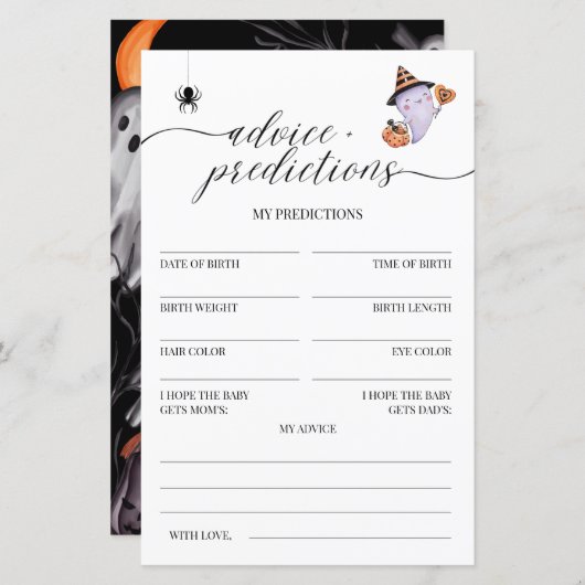 Advice and Predicdictions Halloween Baby Shower Ga (Vorne/Hinten)