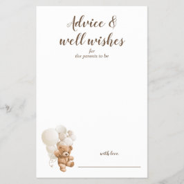 Advice and Well Wishes Teddy Bear Baby Shower Flyer