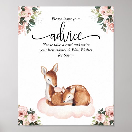 Advice Baby Shower Oh Deer Poster (Vorne)