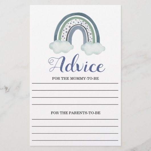 Advice Blue Baby Boy Shower Game (Vorderseite)