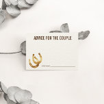 Advice for the Couple | Lucky in Love Horseshoe Hinweiskarte<br><div class="desc">Gather advice for the happy couple with these sweet cards. Place a stack at the entrance to an engagement party or wedding, leave one at each place setting, or pass them around. Design features two golden watercolor horseshoes and matches our Lucky in Love Horseshoe wedding invitation set. Coordinating accessories available...</div>