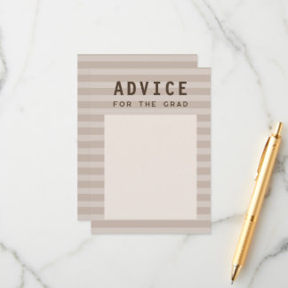Advice for the Grad Modern Neutral Sporty Stripes Begleitkarte