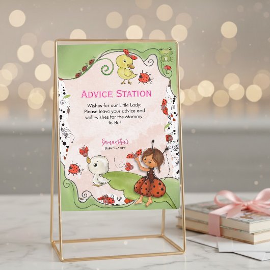 Advice Station Sign | Ladybug Garden Baby Shower Einladung