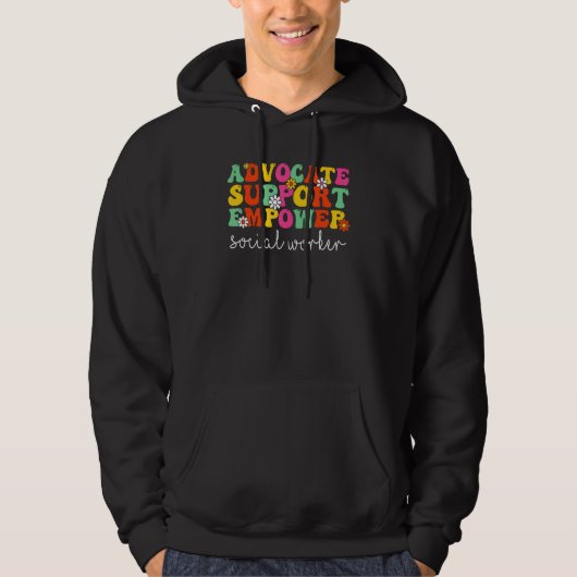 Advocate Support Empower Groovy Social Worker Grad Hoodie (Vorderseite)