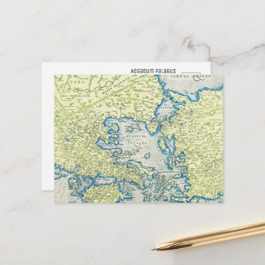 Aegaeum Pelagus Alte Weltkarte Postkarte (Vorderseite/Rückseite Beispiel)